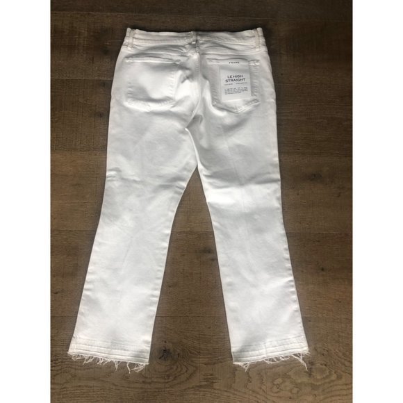 NWOT FRAME Women's White Le HIGH STRAIGHT Distressed High-rise Jeans Size 32 - Picture 8 of 8